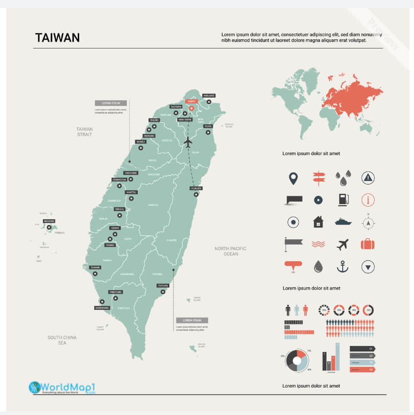 Carte d'informations sur Taiwan